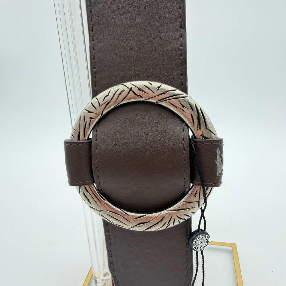 Bali Belts Studio Wide Elastic Waist Belt S/M Brown Silver O-Ring BB112B